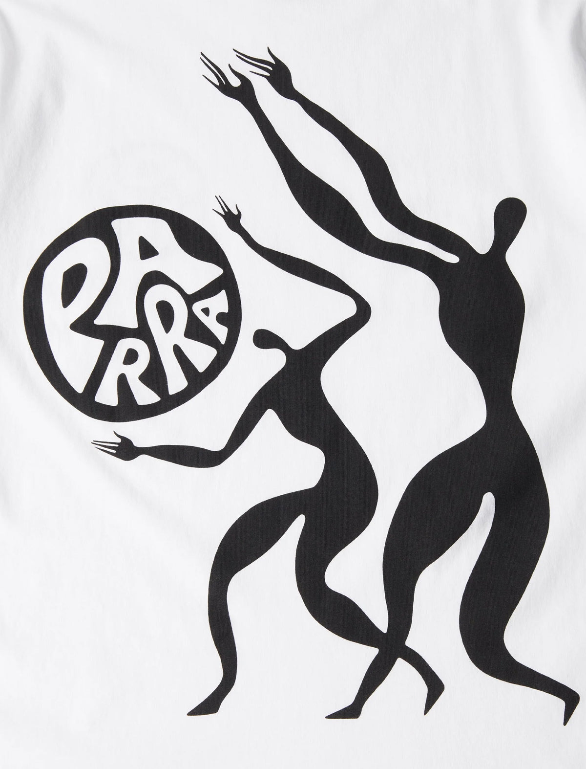 Black silhouette of two dancers with 'Parra' logo on a white background