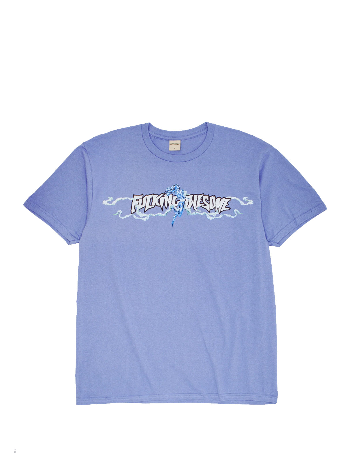 Light blue t-shirt with 'Fucking Awesome' graphic on a white background
