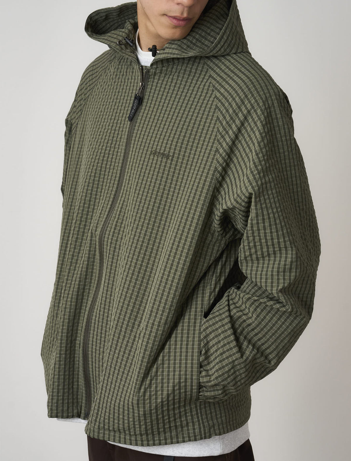 Gramicci Northside Plaid Hooded Jacket Olive