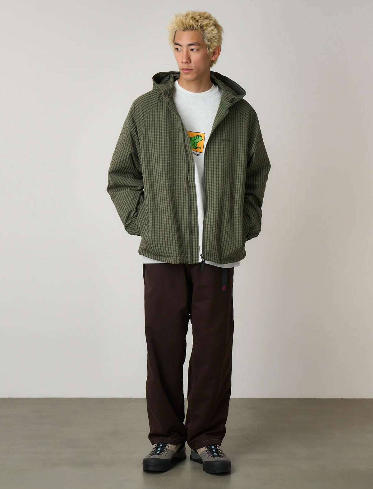 Gramicci Northside Plaid Hooded Jacket Olive
