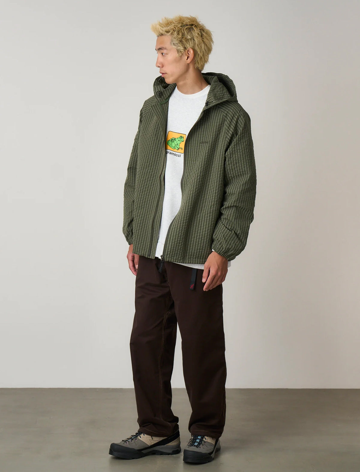 Gramicci Northside Plaid Hooded Jacket Olive