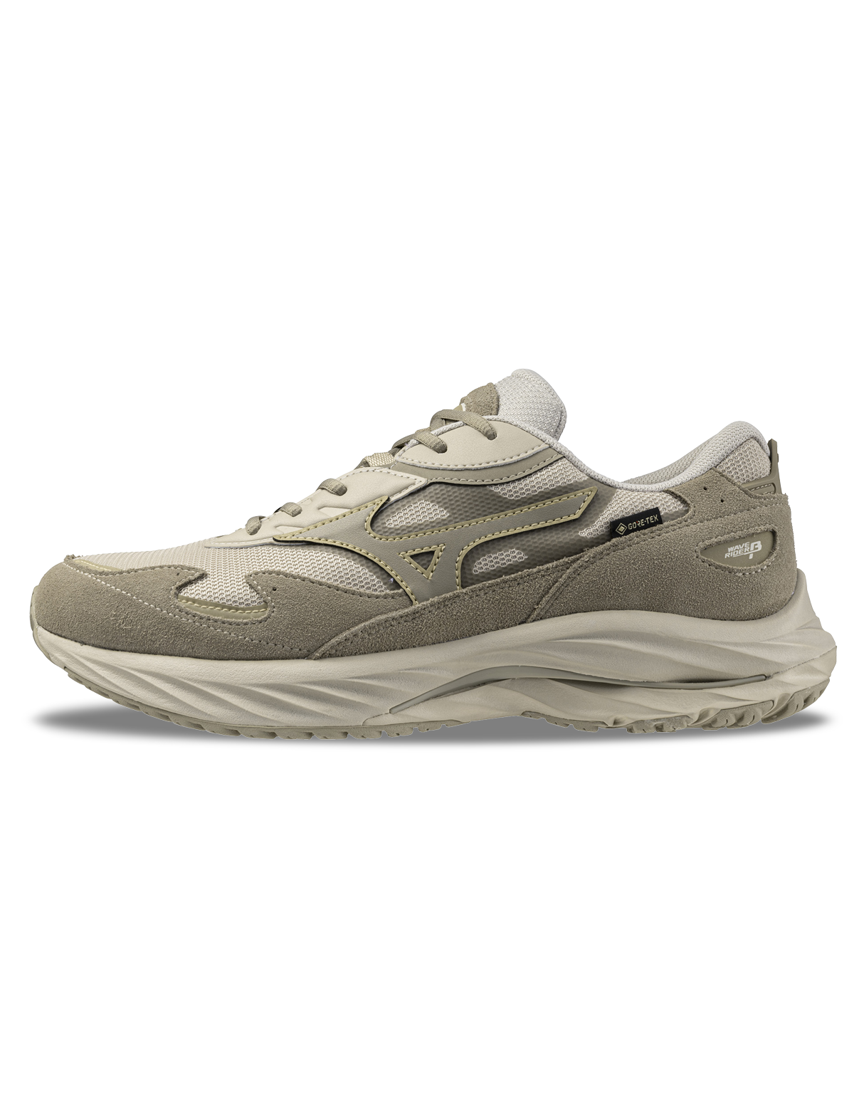 Mizuno Wave Rider Beta GTX Silver Cloud Vintage Khaki GE Gold Trainers at Patina. Shop Mizuno Sneakers
