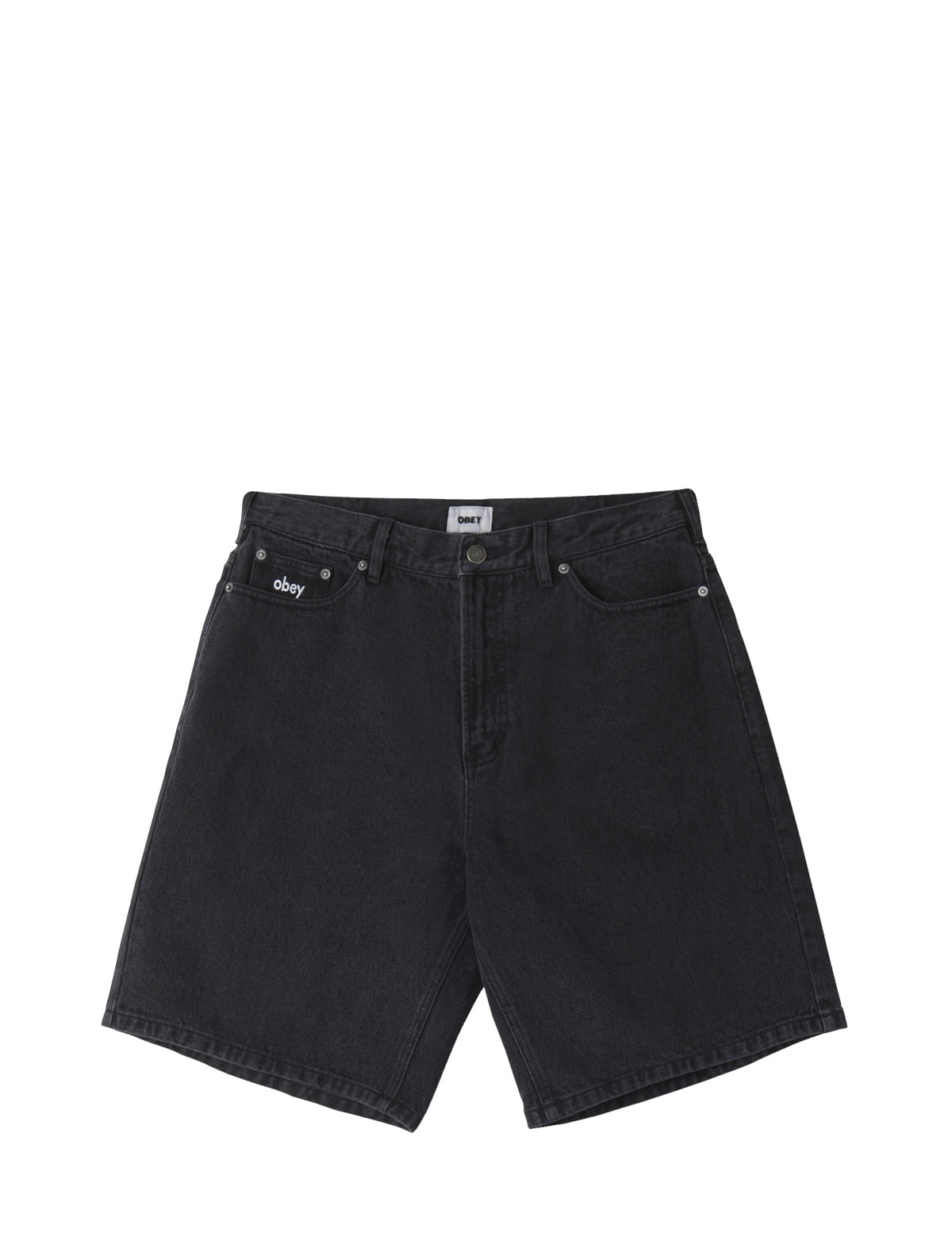 Obey Bigwig Baggy Denim Shorts Faded Black