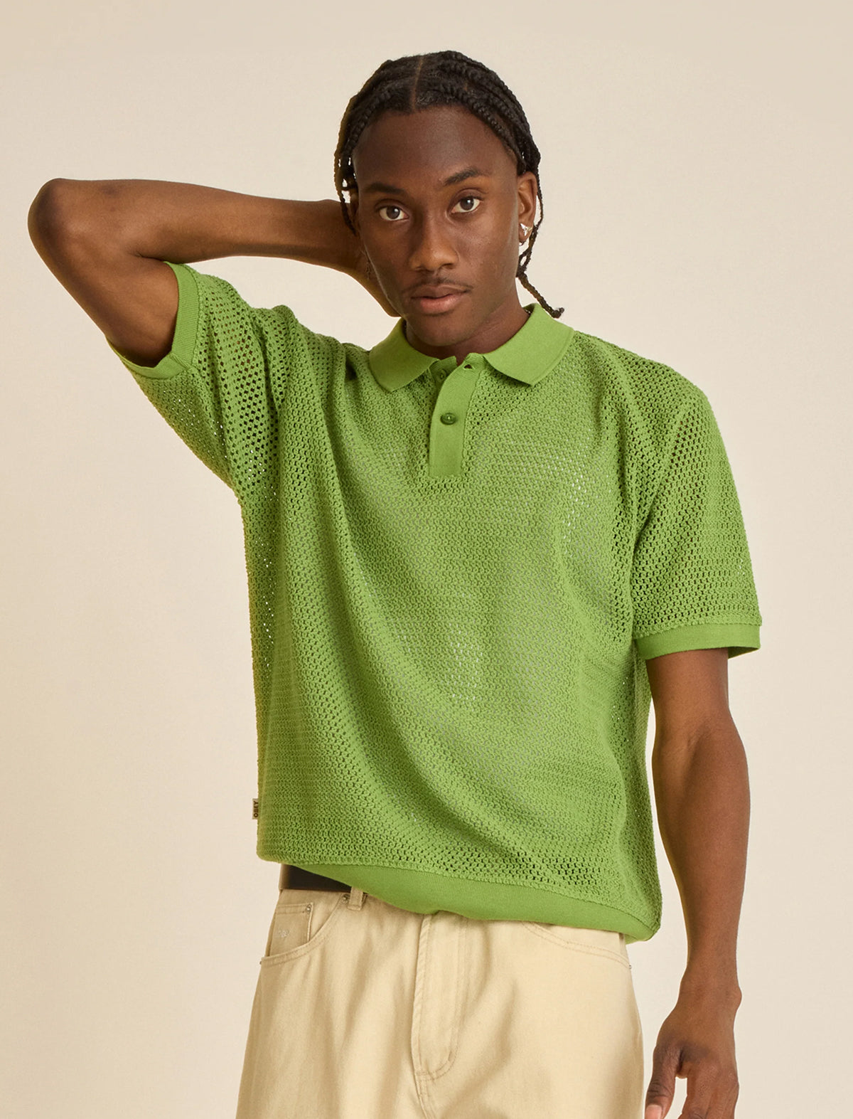 Obey Saratoga Mesh Polo Shirt SS Piquant Green