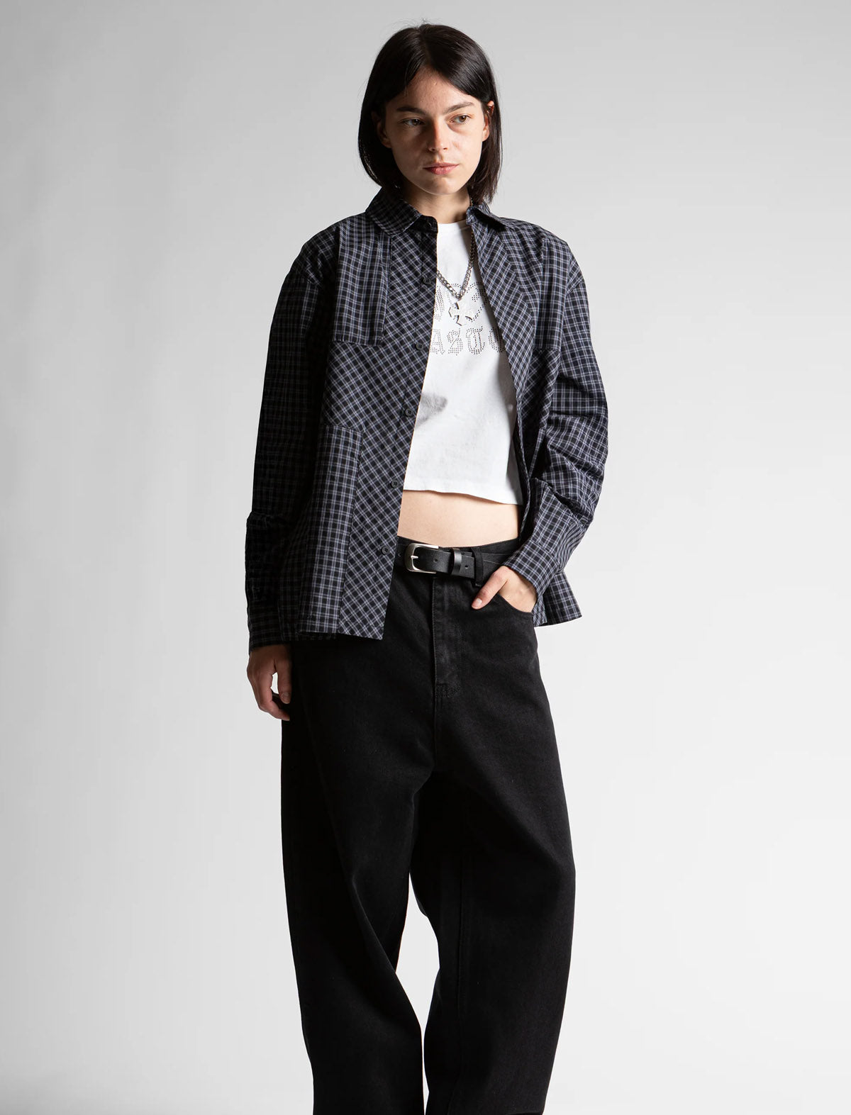 Wasted Paris Cross Shirt Black Tartan