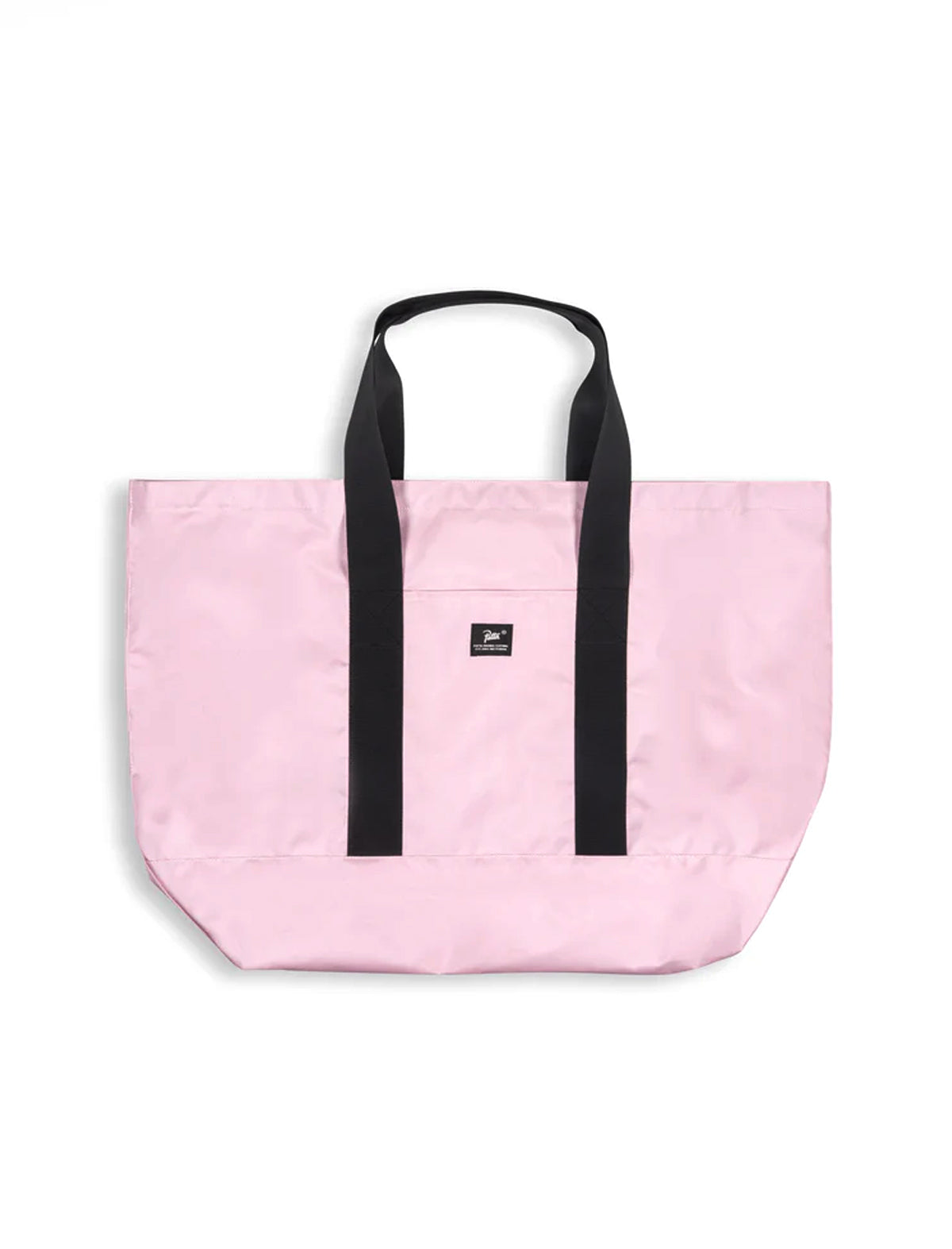 Patta Pink tote bag with black handles on a white background