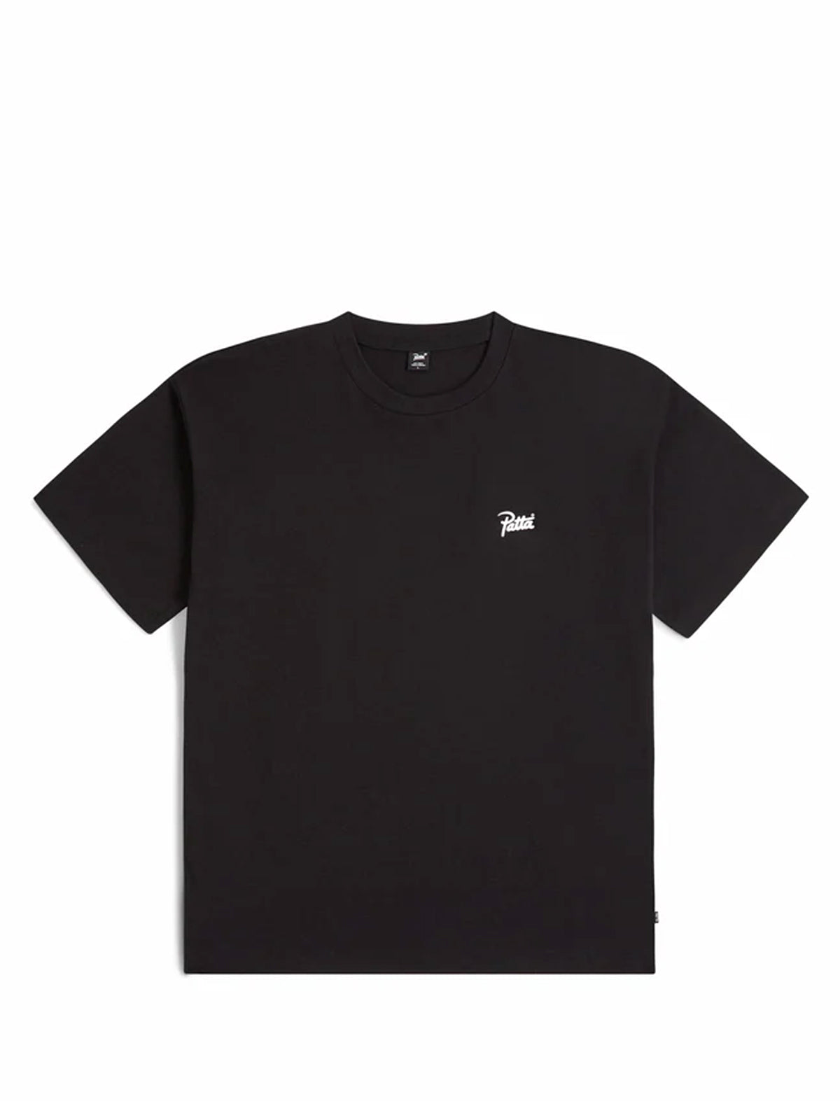 Patta Black t-shirt with a small logo on a white background