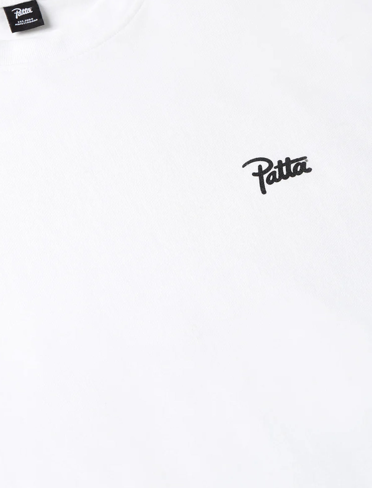 Patta White t-shirt with 'Patta' logo on a white background