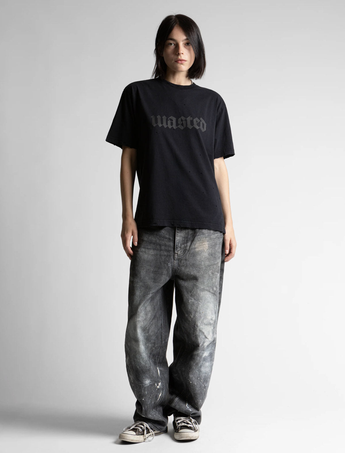 Wasted Skive T-Shirt Washed Black