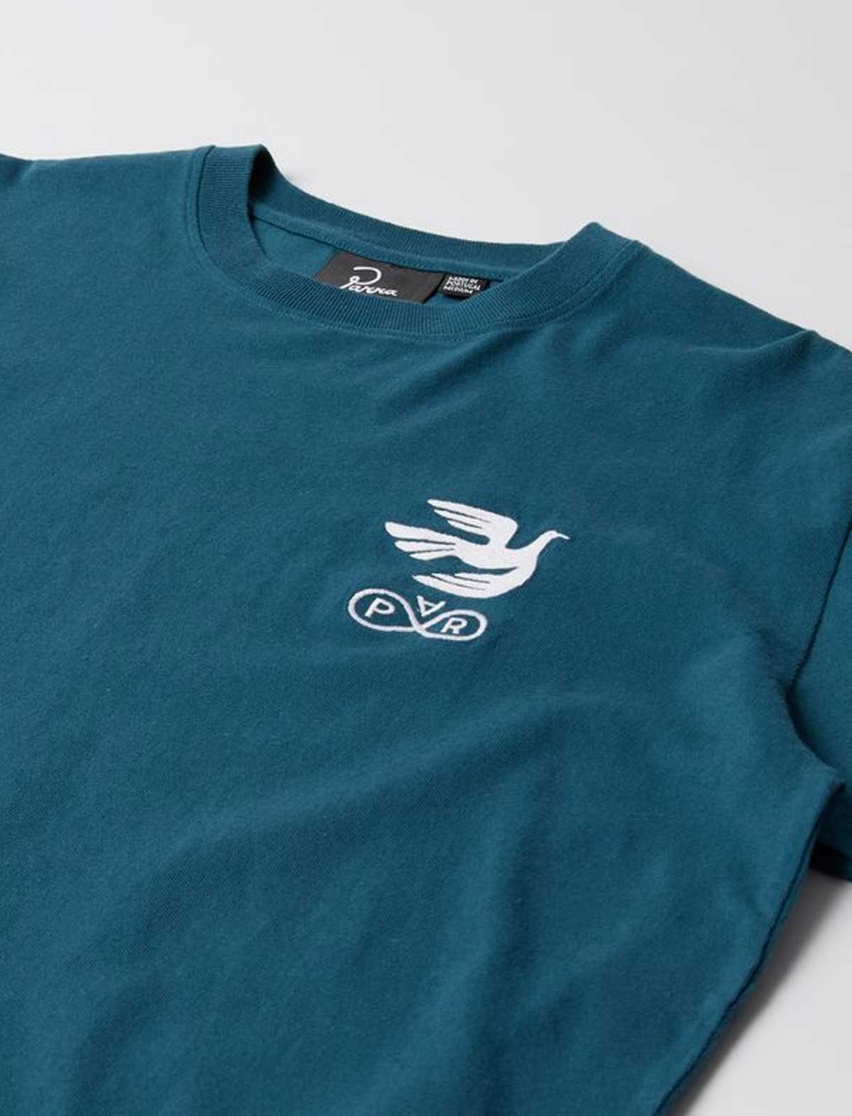By Parra infinite Teal t-shirt with a white logo on a light gray background