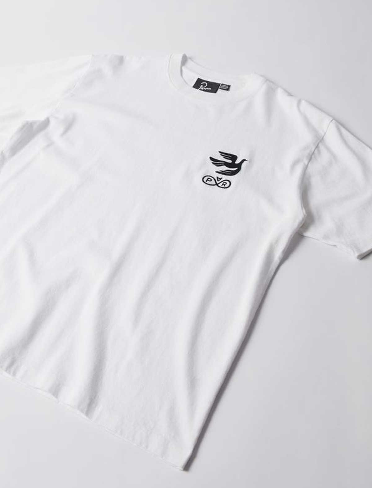By Parra Infinate White t-shirt with a black logo on a light gray background