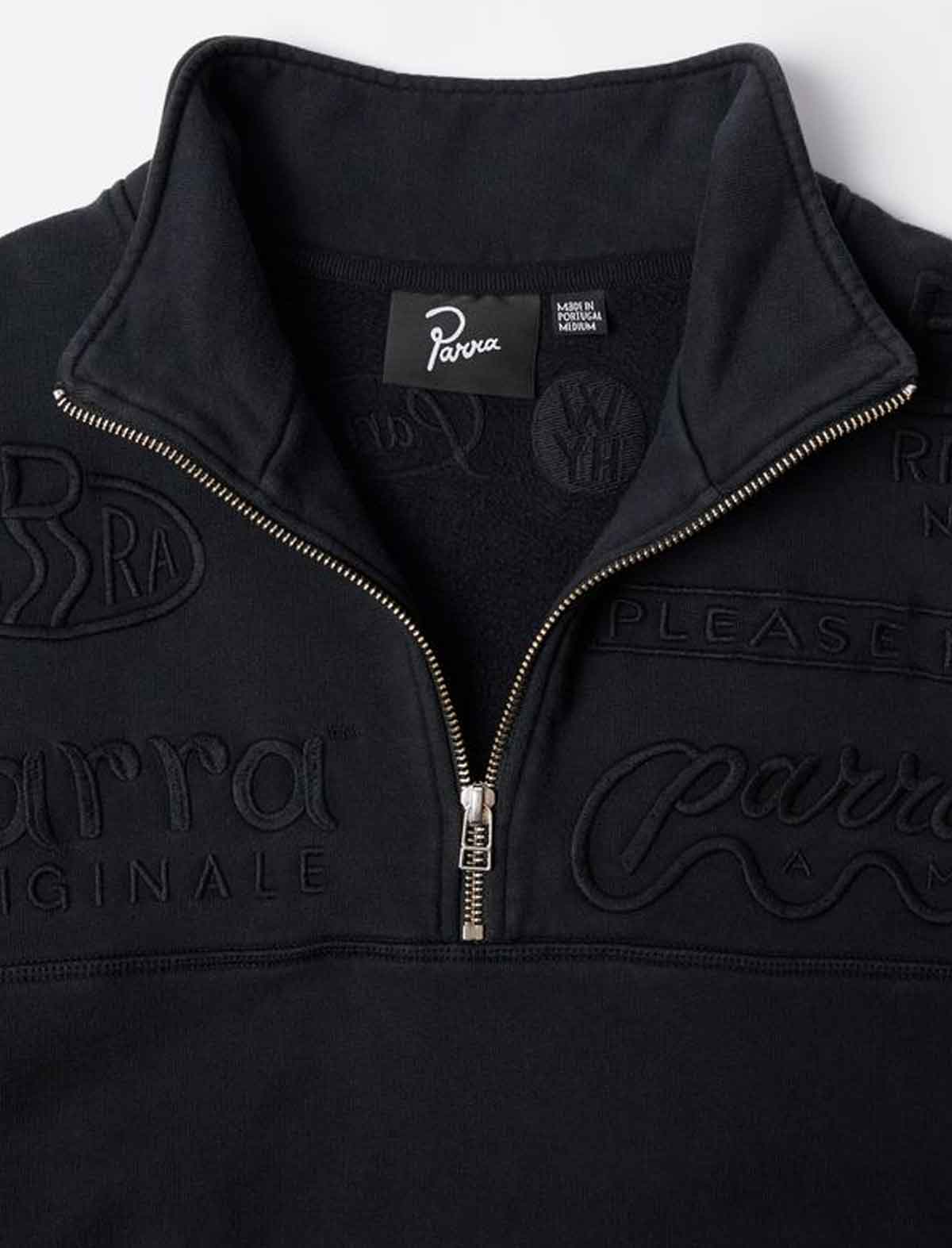 By Parra Media Training Quarter Zip Pullover Sweater Black
