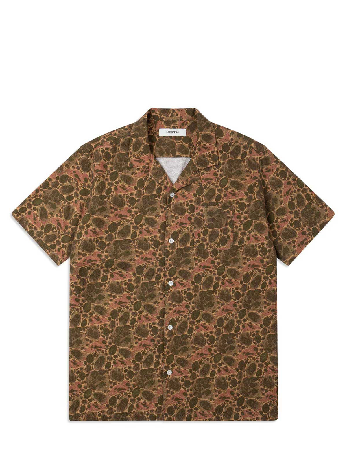 Kestin Crammond Shirt Olive Marble Print Front