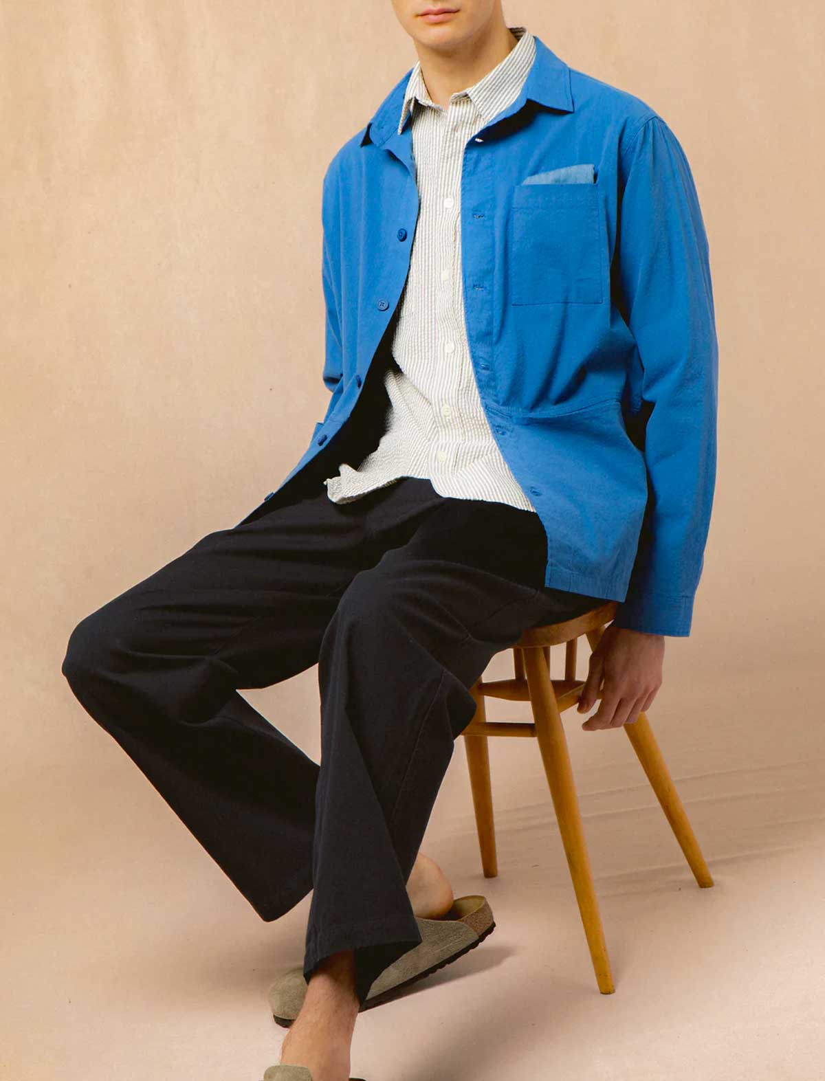 Kestin Rosyth Overshirt Cobalt SeersuckerModel