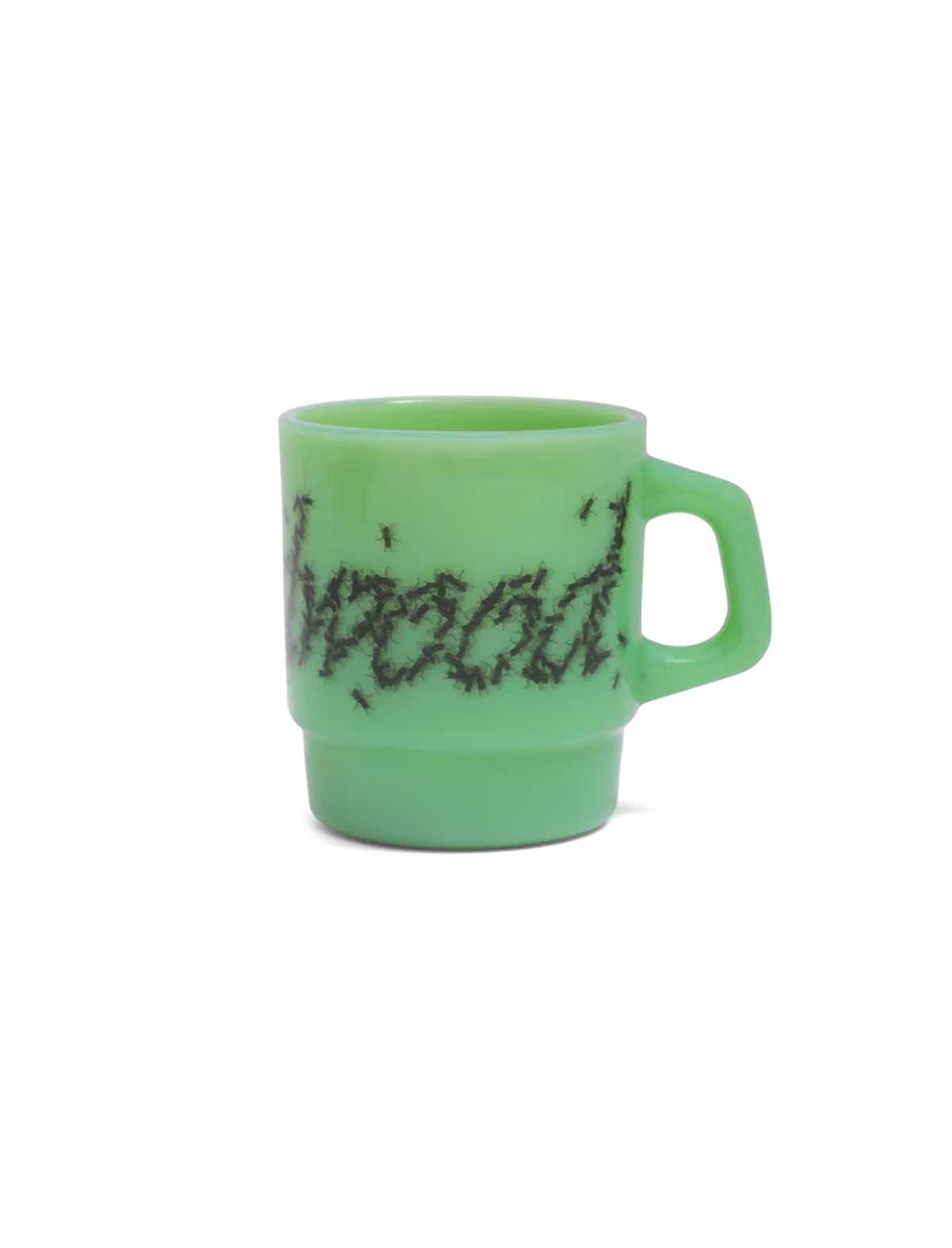 Metalwood Flies Milk Glass Mug Jade Back