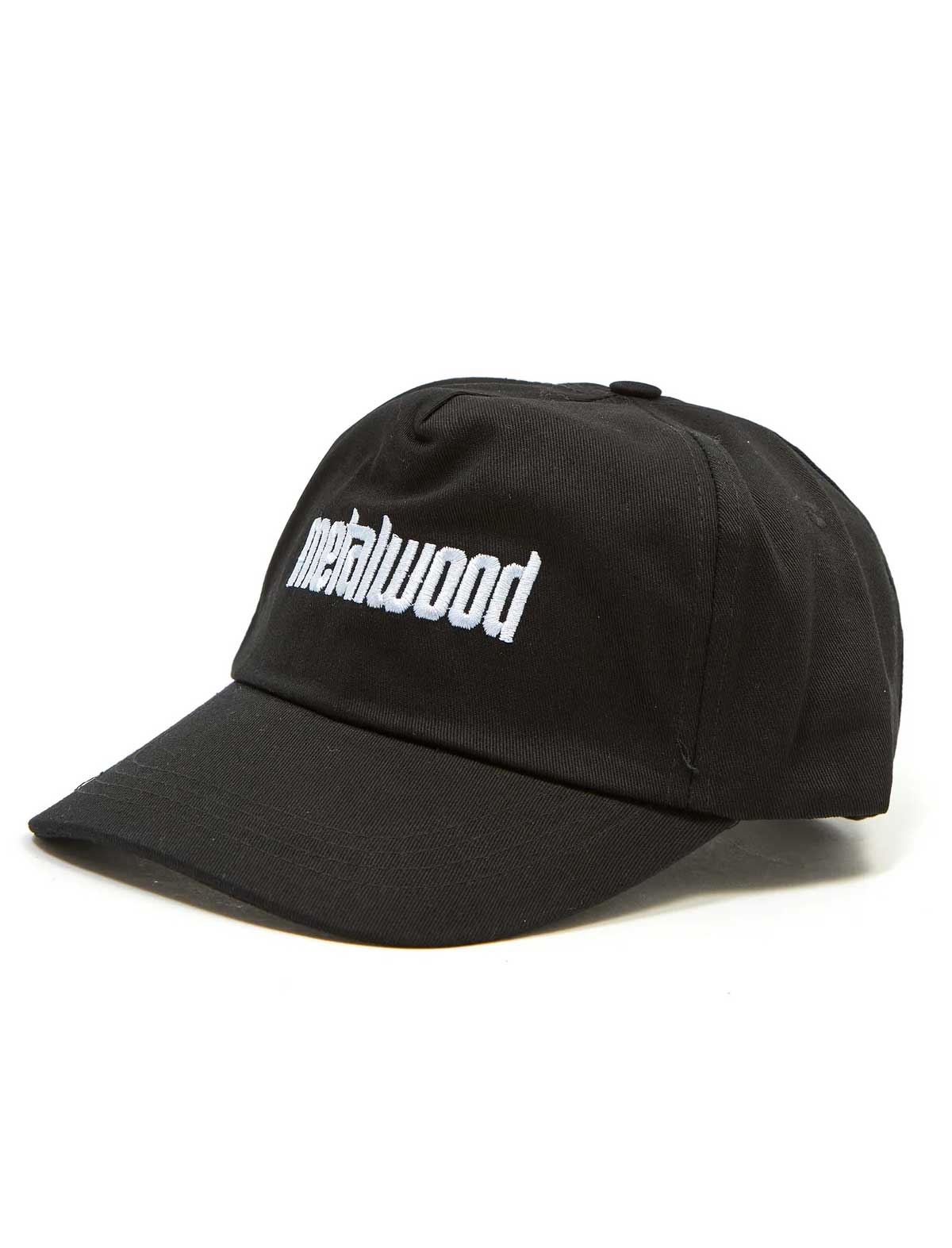Metalwood Logo 5 Panel Cap Black Side Detail