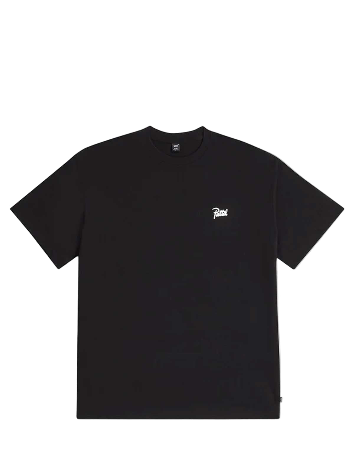 Patta Black t-shirt with a small logo on a light gray background