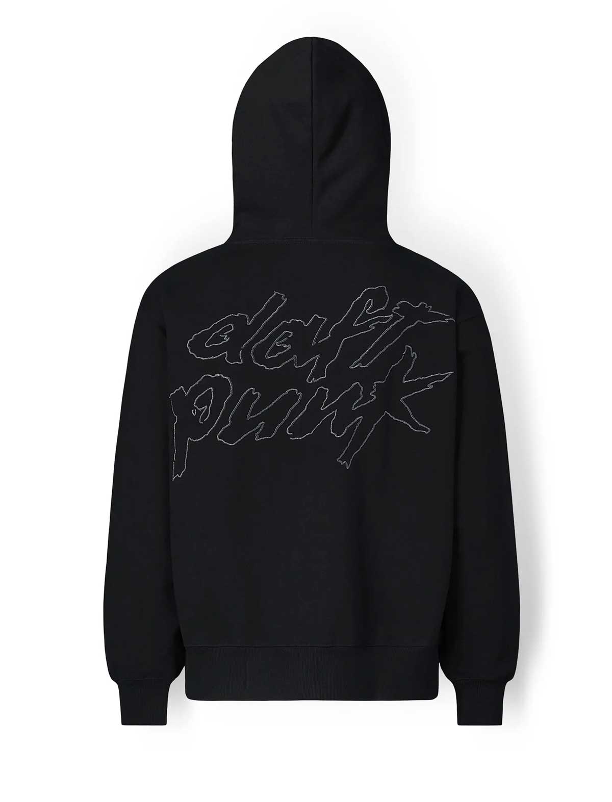 Pleasures x Daft Punk Ram Zip Hoodie Black with 'Daft Punk' logo on the back against a white background