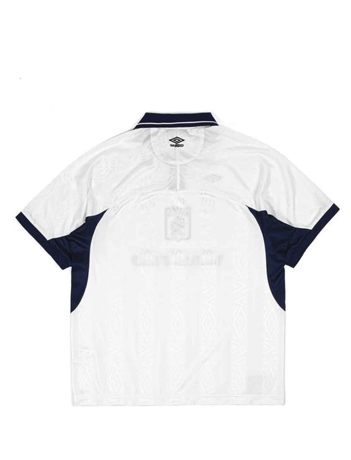 Wasted Paris x Umbro Football White sports jersey with navy accents on a white background