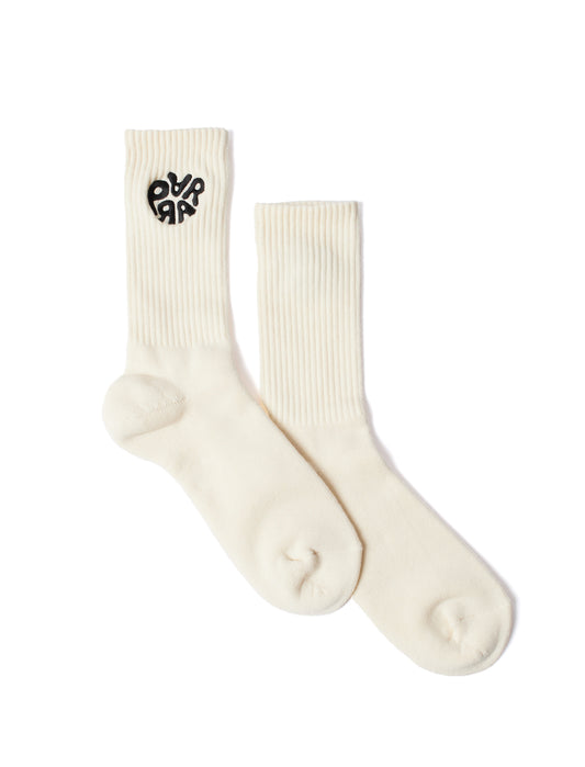 By Parra 1976 Logo Crew Socks Off White