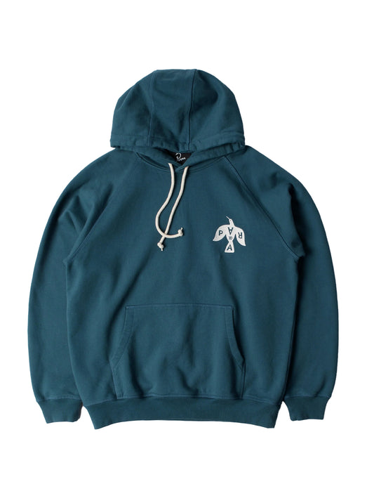 By Parra Crow Logo Hooded Sweatshirt Teal