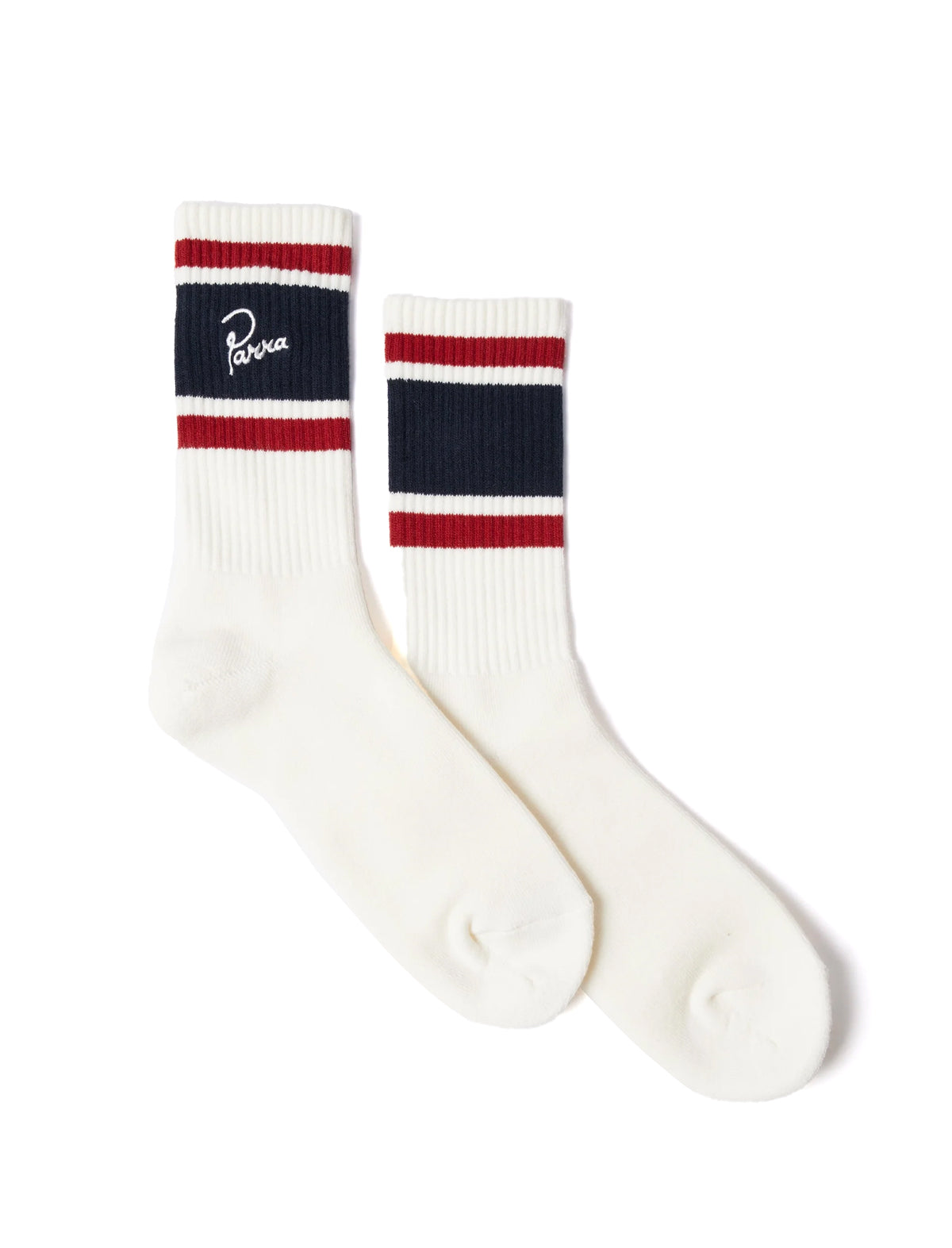 By Parra Signature Striped Crew Socks in White – pair