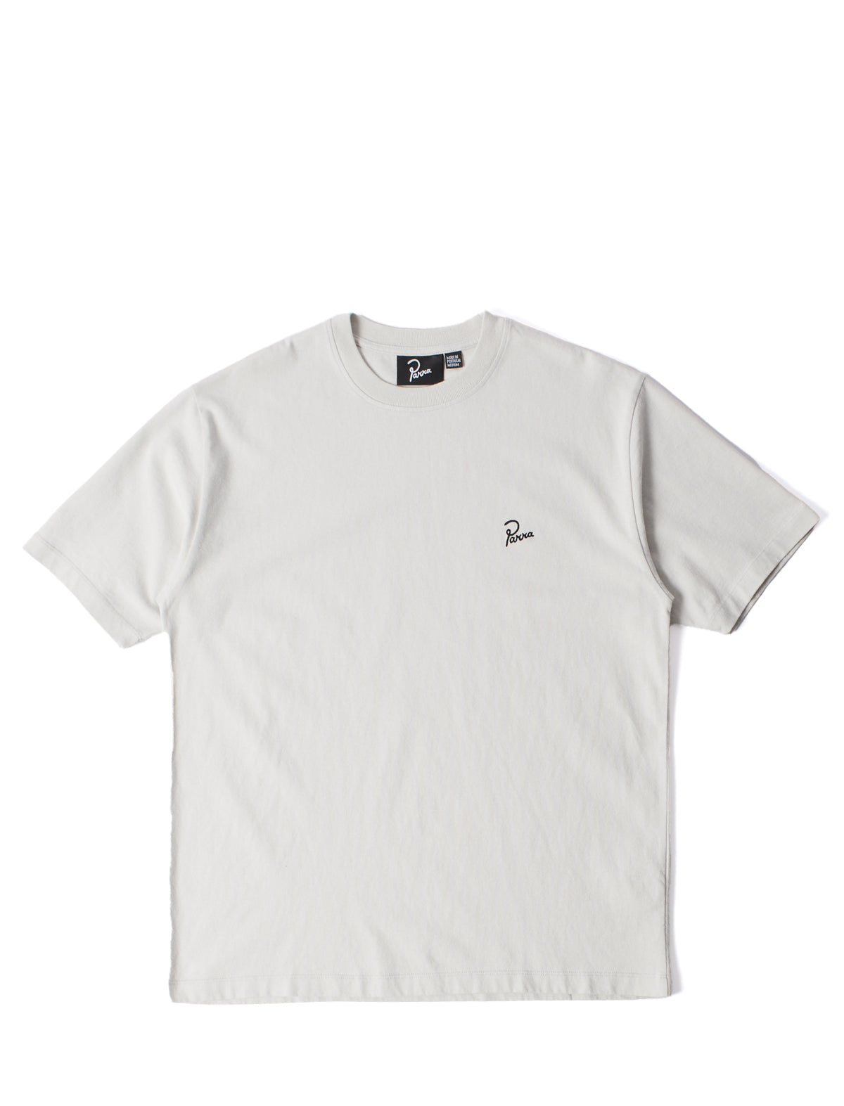 By Parra White t-shirt with a small logo on a white background