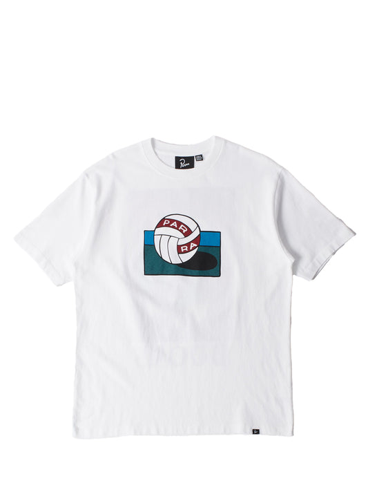 By Parra White t-shirt with a colorful Football graphic on a white background