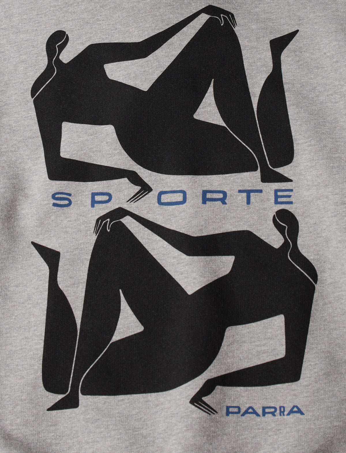 By Parra Gray Hoodie with black abstract figures and 'SPORTE PARIA' text on a gray background
