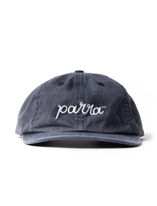 By Parra Scripted 6 Panel Cap Washed Navy Blue