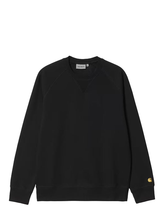 carhartt wip Black sweatshirt with a gold logo on a white background