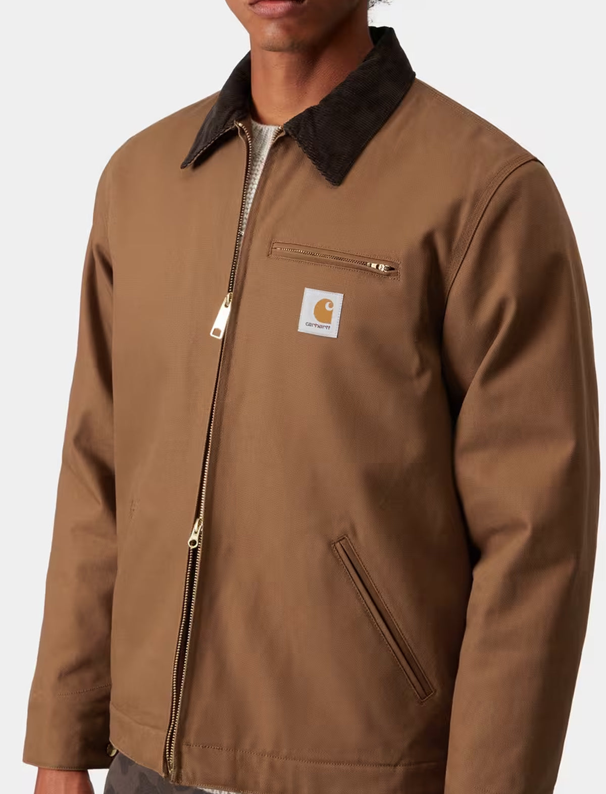 carhartt detroit Brown jacket with Carhartt logo on a white background