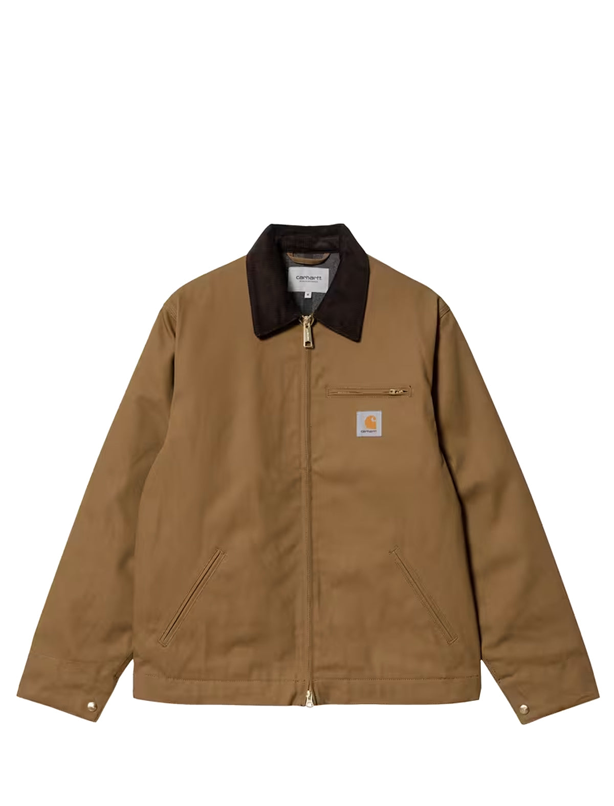 carhartt detroit Brown jacket with black collar on a white background
