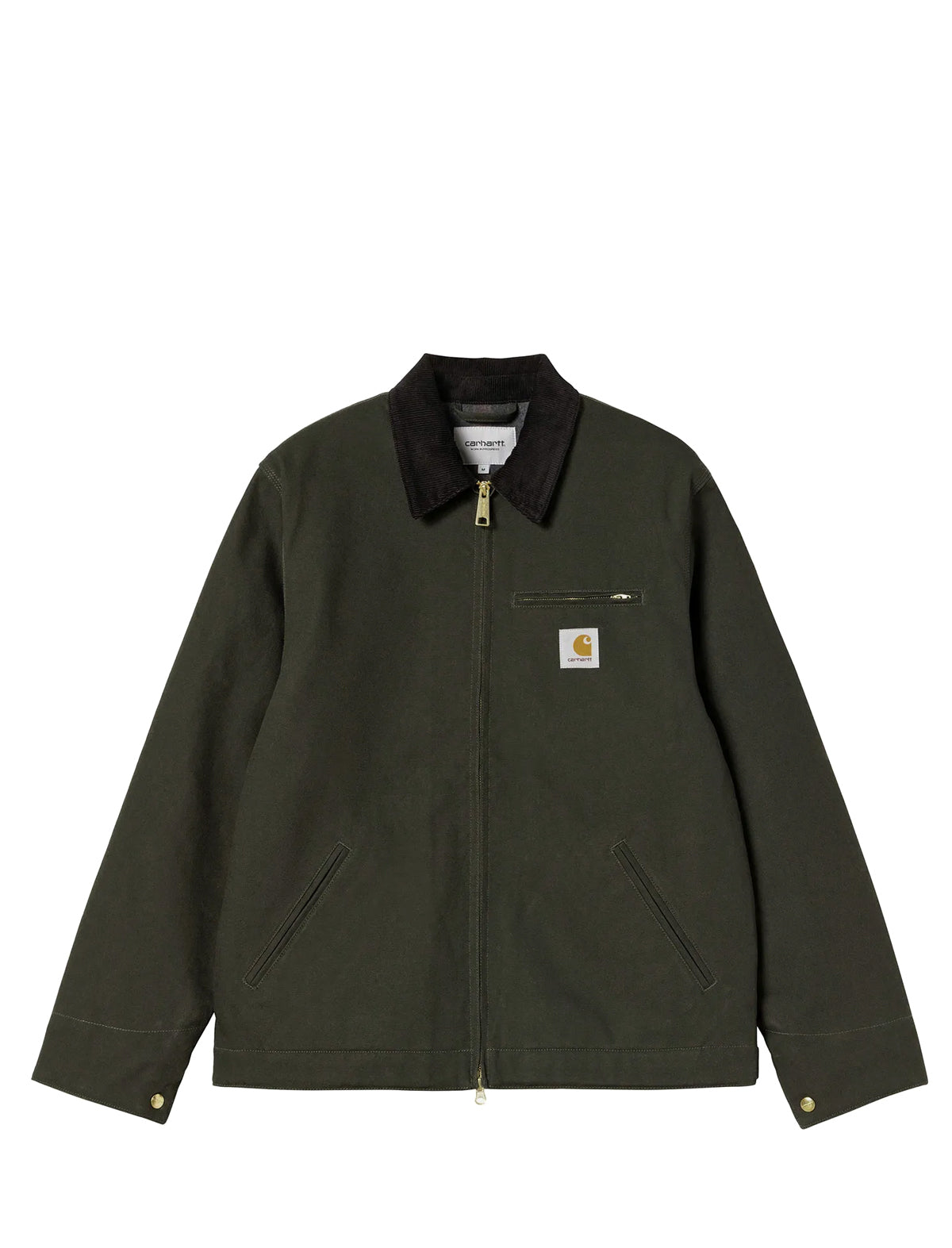 Carhartt WIP Detroit Green jacket with a collar on a white background