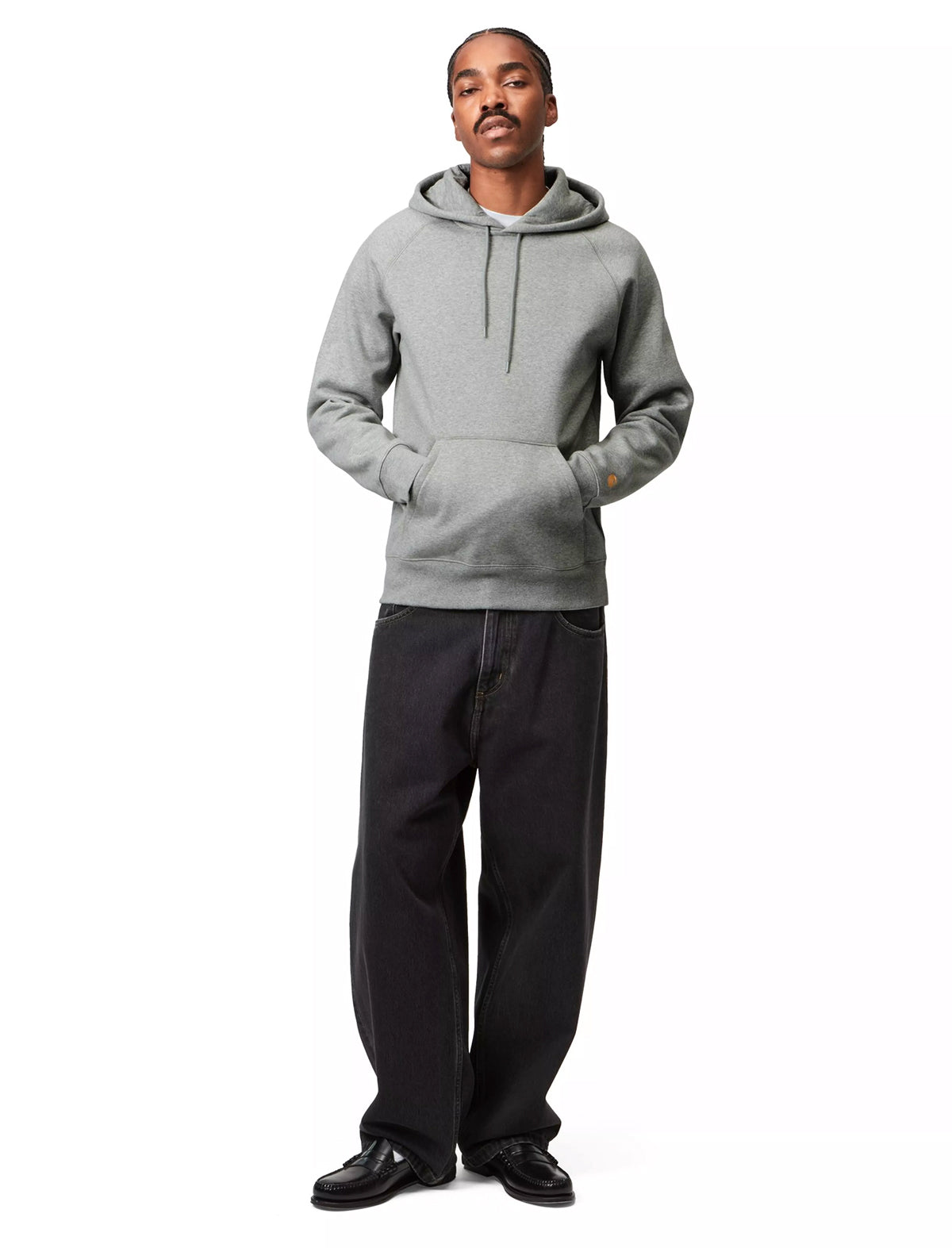 Carhartt WIP Hooded Chase Pullover Hoodie Heather Grey/Gold