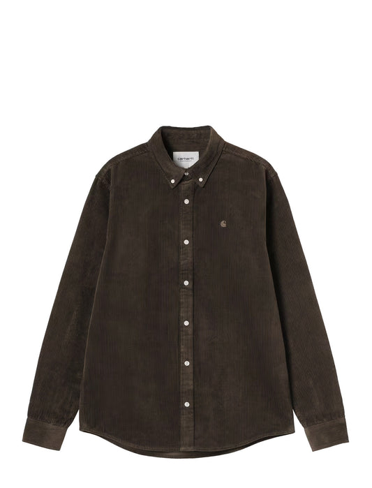 Carhartt WIP L/S Madison Cord Shirt in Tobacco, front view