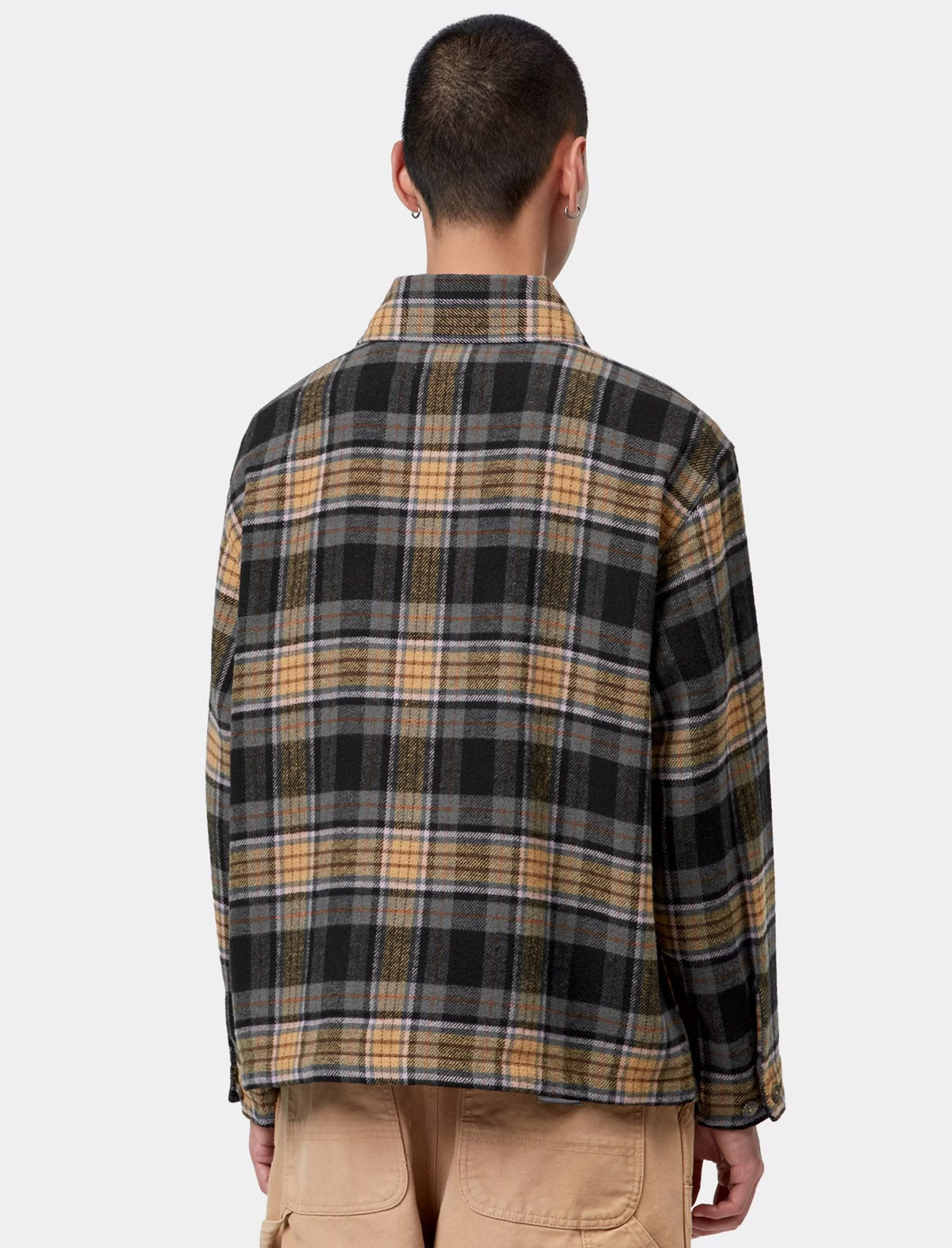 Carhartt WIP L/S Parson Shirt Dusty H worn on model, back view