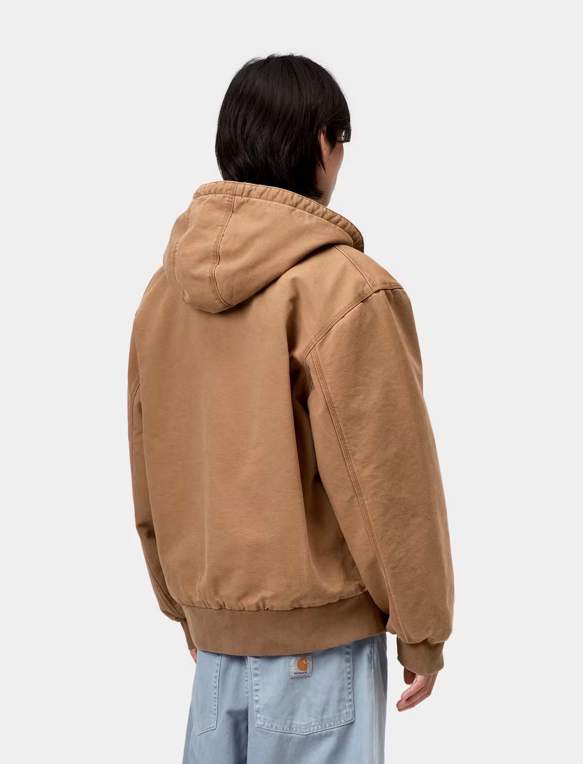 Carhartt WIP OG Active Jacket Hamilton Brown Stone Washed worn on model, back view