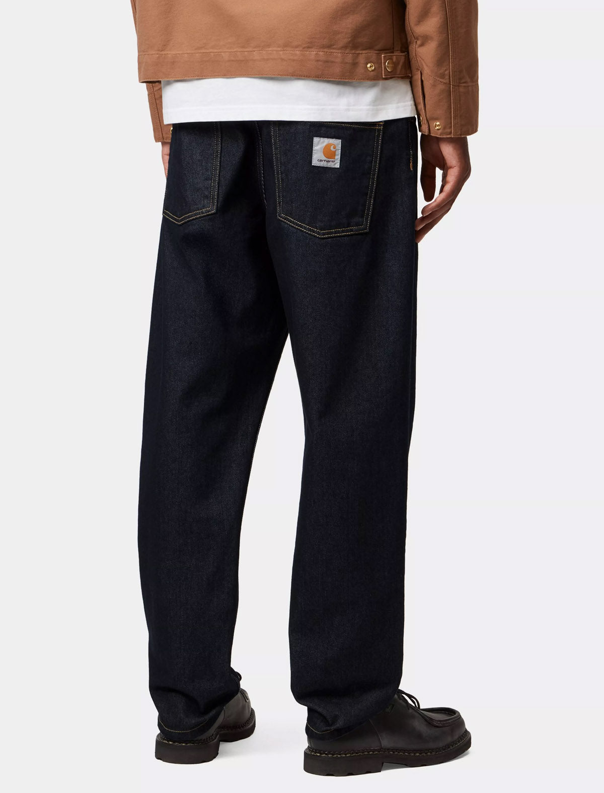 Carhartt WIP Newel Pant in Blue One Wash, styled on model, back