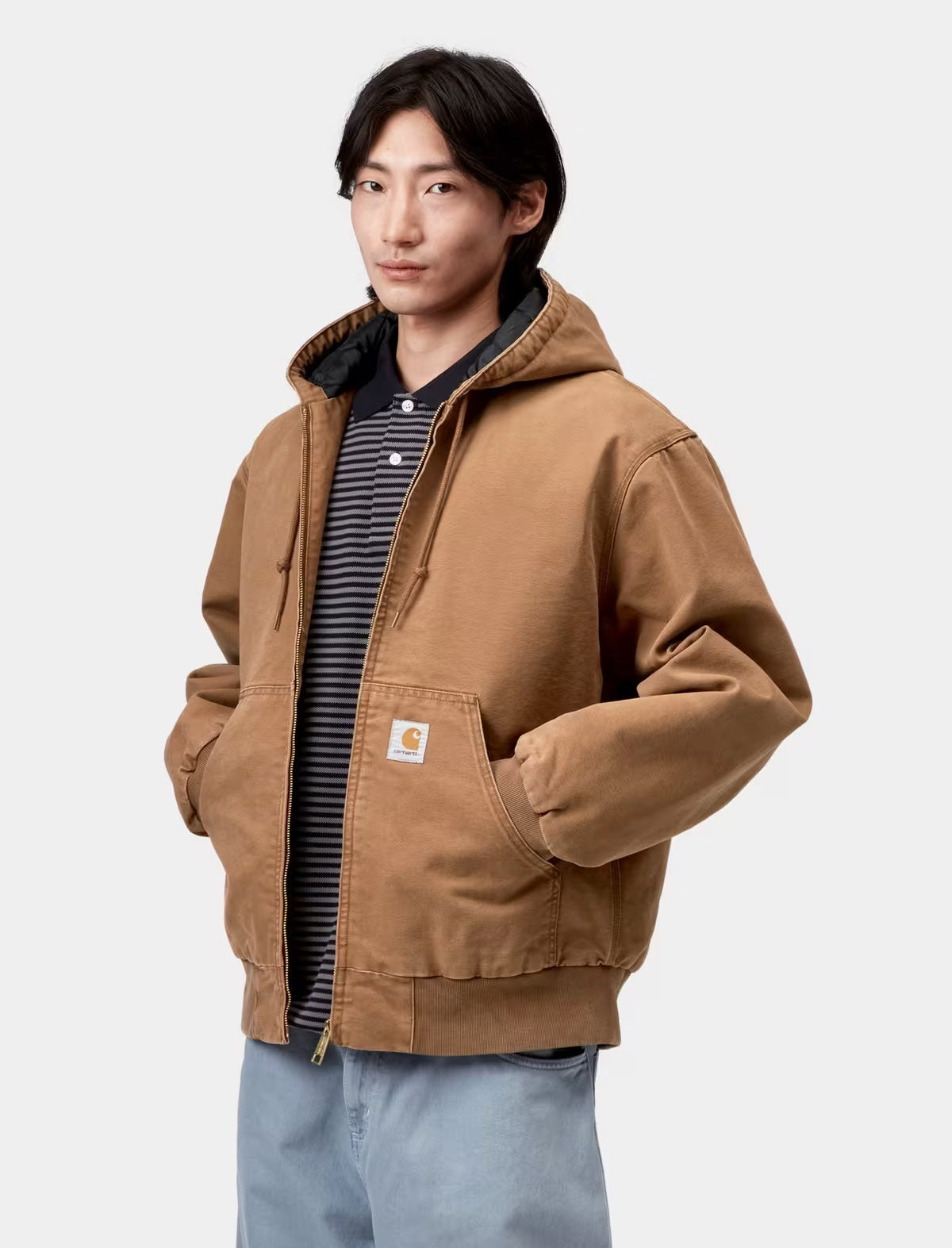 Carhartt WIP OG Active Jacket Hamilton Brown worn on model, styled at Patina Leicester
