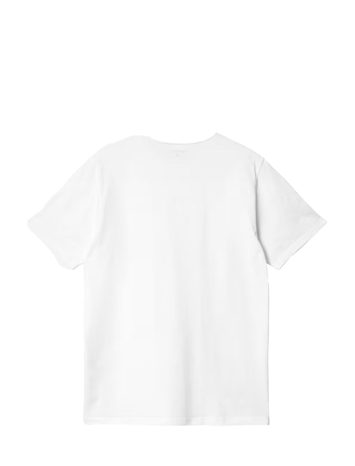 A plain white short-sleeve crewneck t-shirt shown from the back, isolated on a solid white background.