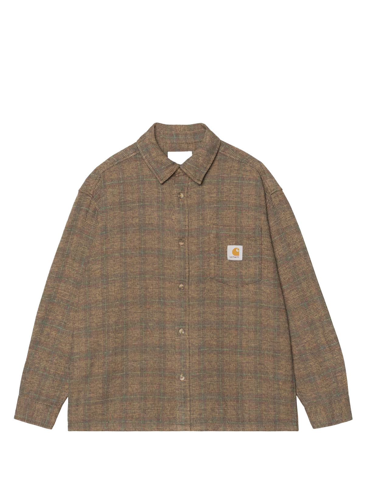 Carhartt WIP L/S Bagley Check Shirt in Hamilton Brown, front view