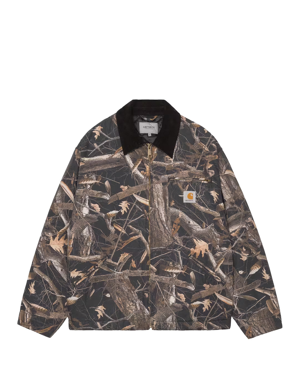 Carhartt WIP OG Detroit Jacket 'Dearborn' Canvas, Camo Feather Tree Black Stone Washed, front view