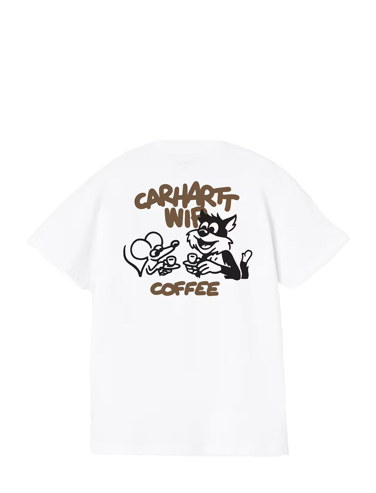 Carhartt WIP Coffee White t-shirt with graphic design and text on a white background