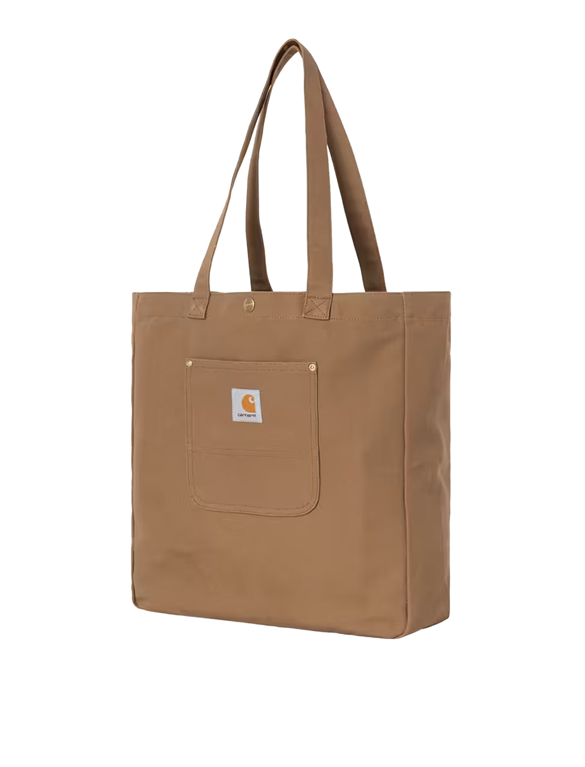 carhartt wip Brown tote bag with a visible brand logo on a white background