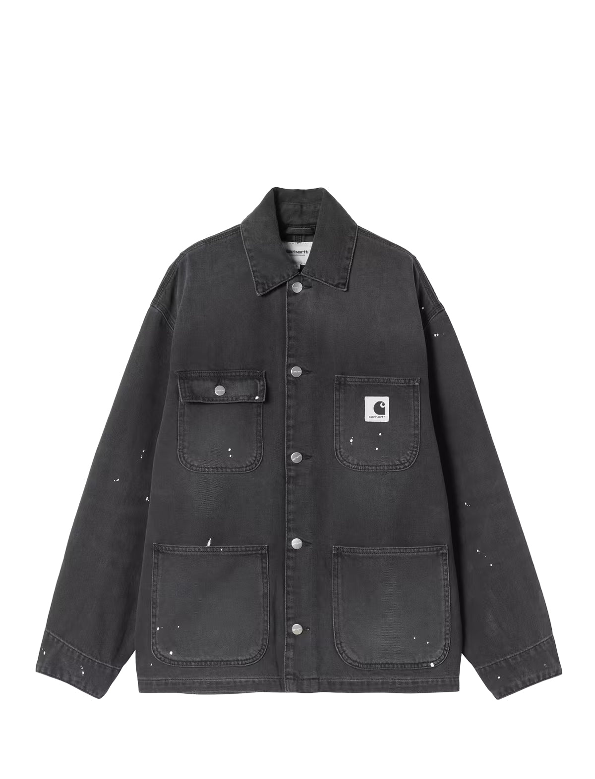 Carhartt WIP Women's Michigan Coat Smithtown Denim Black Destroy Wash Splatter