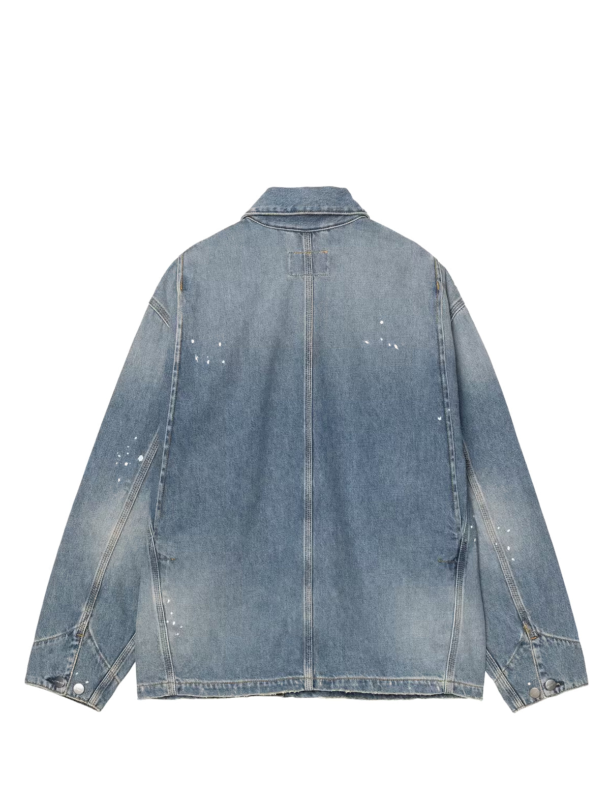 Carhartt WIP Women's Michigan Coat Smithtown Denim Blue Destroy Wash Splatter