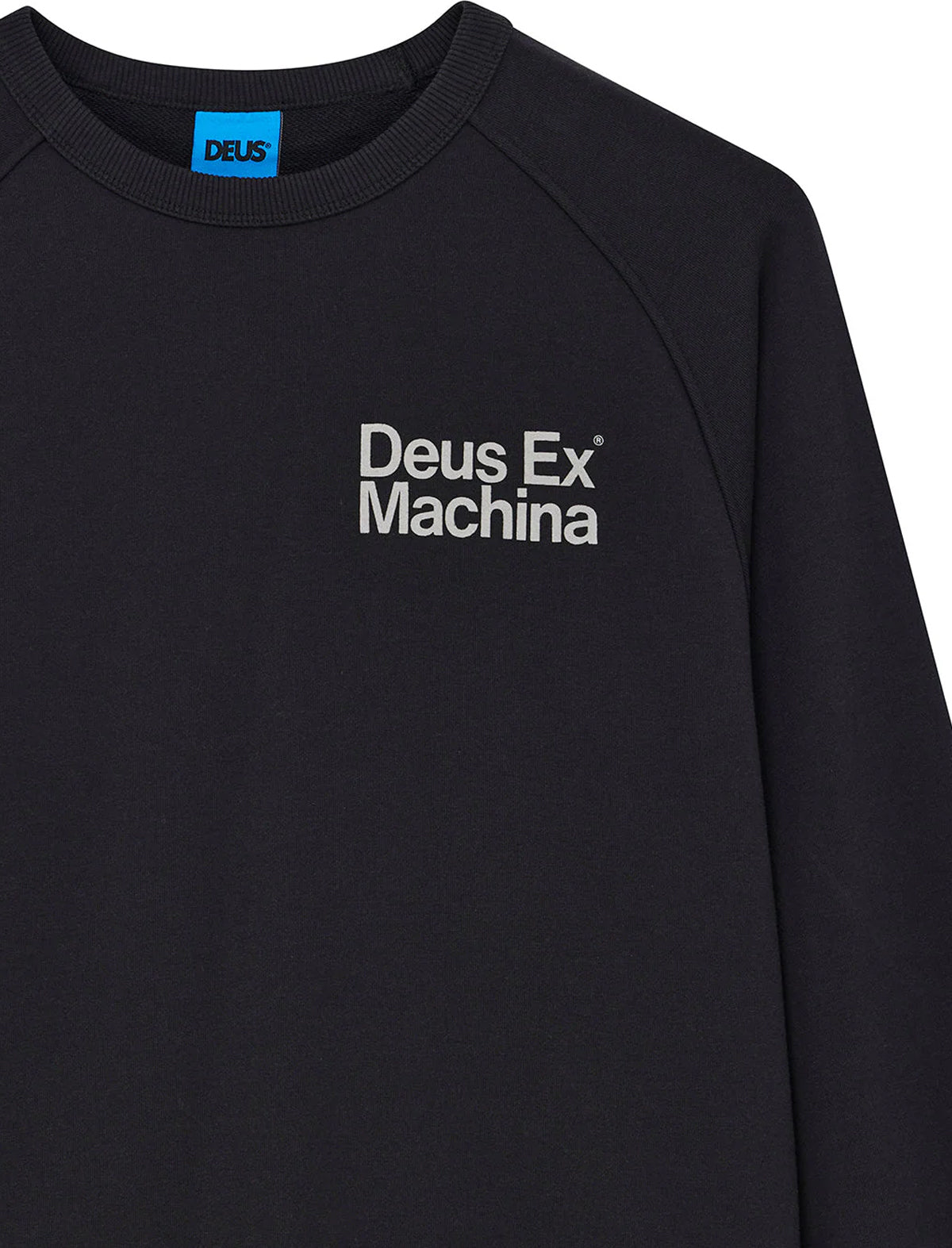 Black long-sleeve sweatshirt with Deus Ex Machina logo on a white background