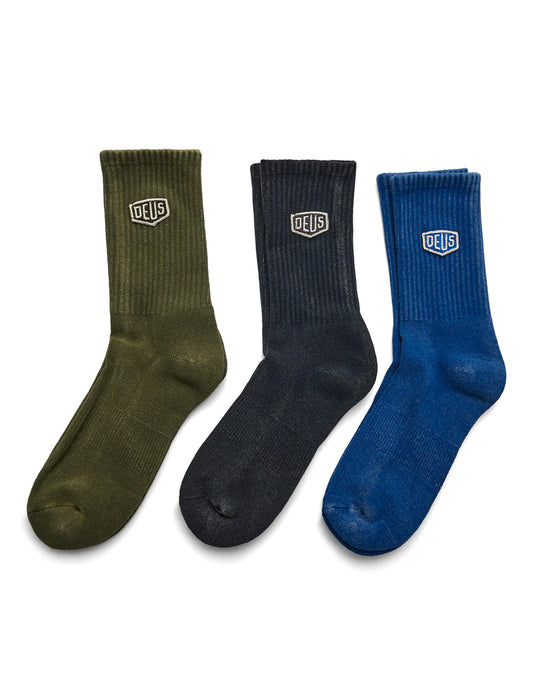 Deus Ex Machina Shield Garment Dyed Socks (3 Pack) Multi