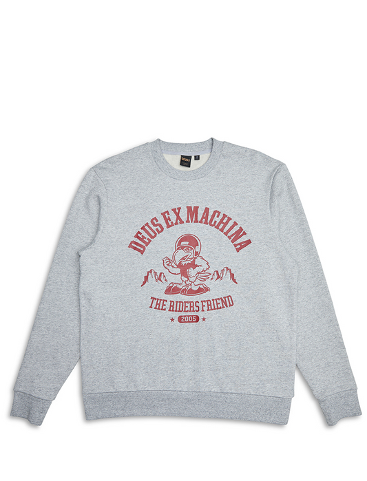 Deus Ex Machina 'The Riders Friend' U Crew Sweater Grey Marle